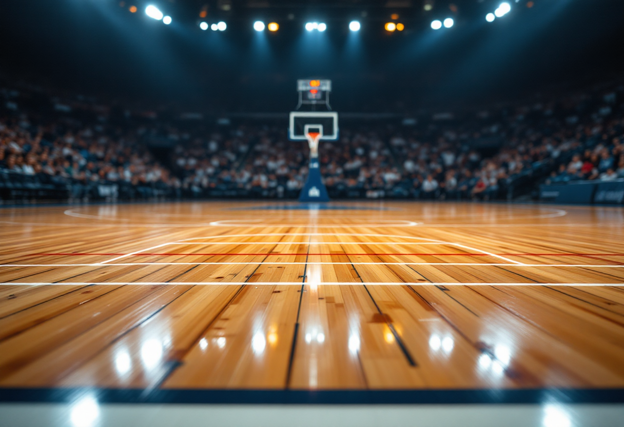 Giocatori della Virtus Bologna festeggiano la vittoria nel derby