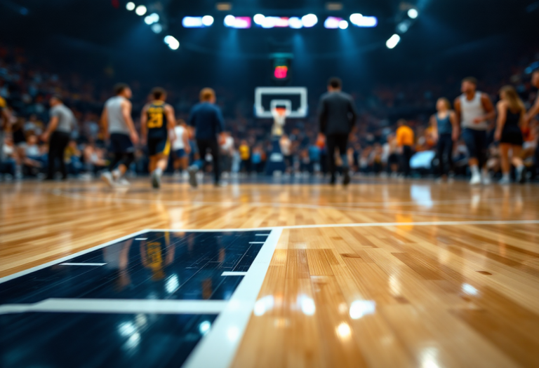 Aquila Trento e Olimpia Milano in azione durante i playoff