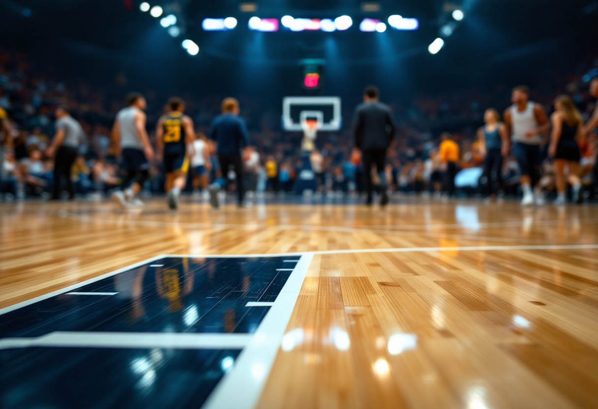 Aquila Trento e Olimpia Milano in azione durante i playoff