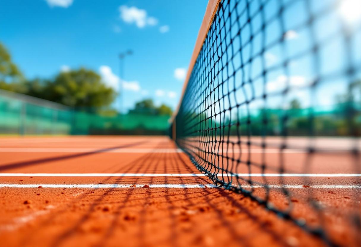 Arnaldi in azione al Roland Garros durante una partita