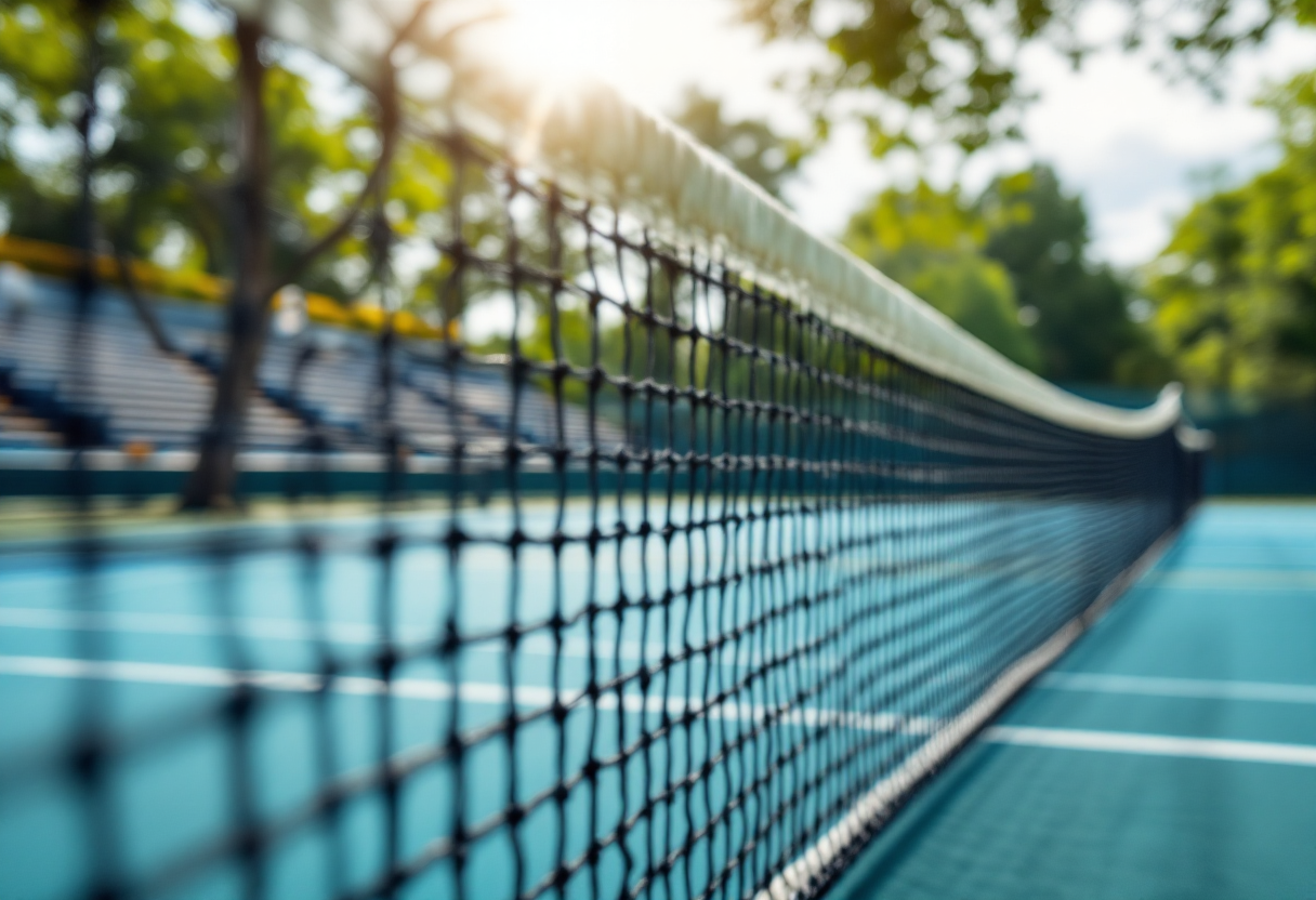 Bernabé Zapata in azione durante un torneo di tennis