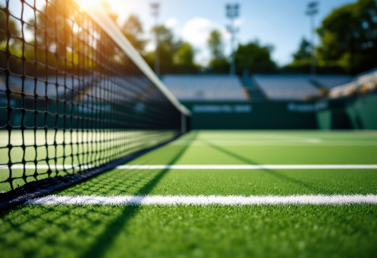Carlos Alcaraz in azione durante il match di tennis