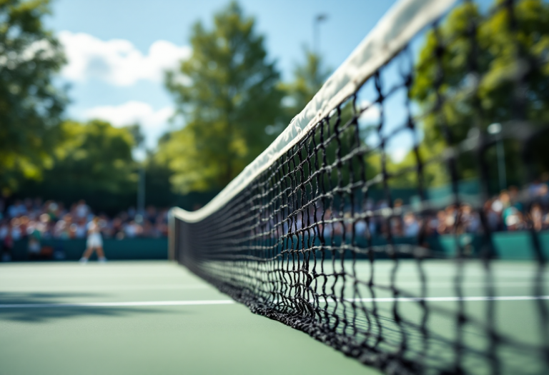 Cristian Garín in azione durante un torneo di tennis
