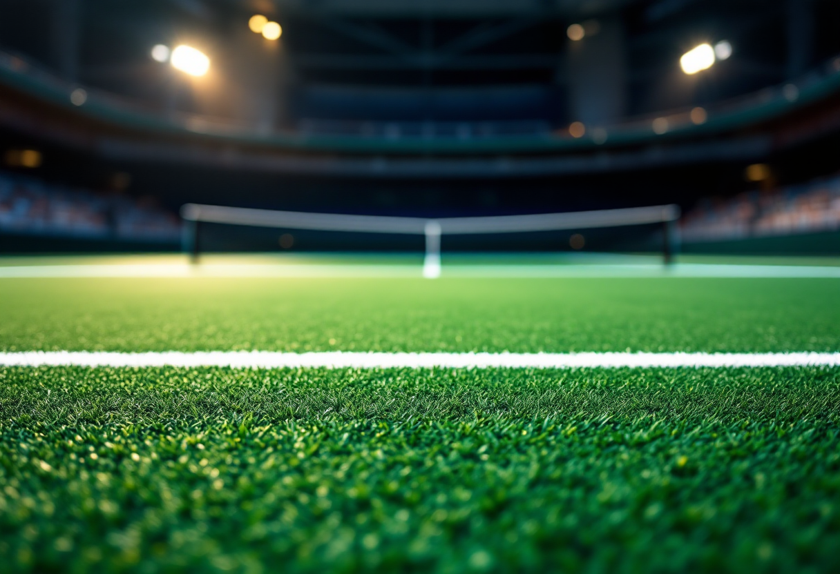 Aryna Sabalenka in azione durante un match di tennis