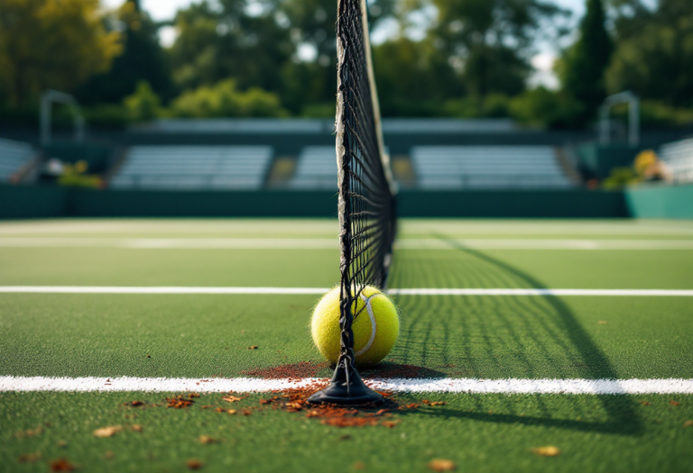 Francesco Passaro in azione durante un torneo di tennis
