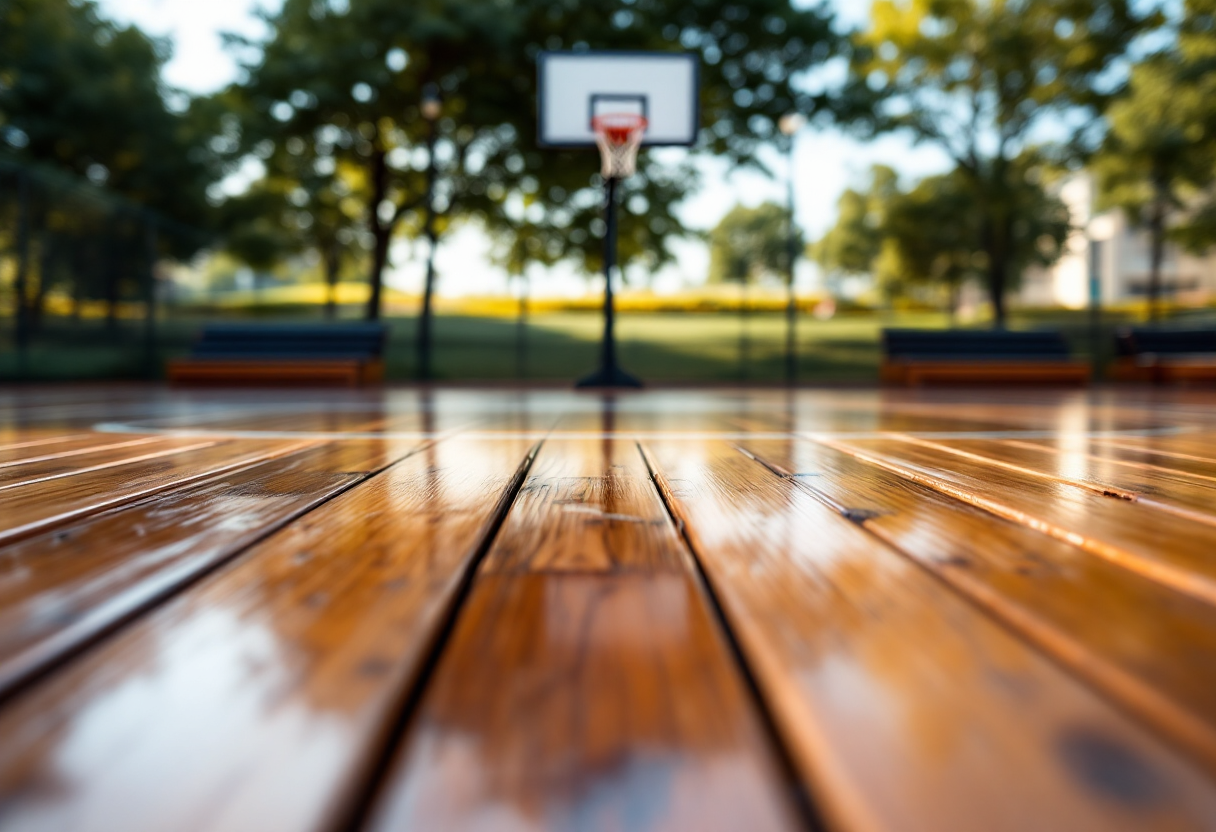 Giocatori di basket europeo in azione sul campo