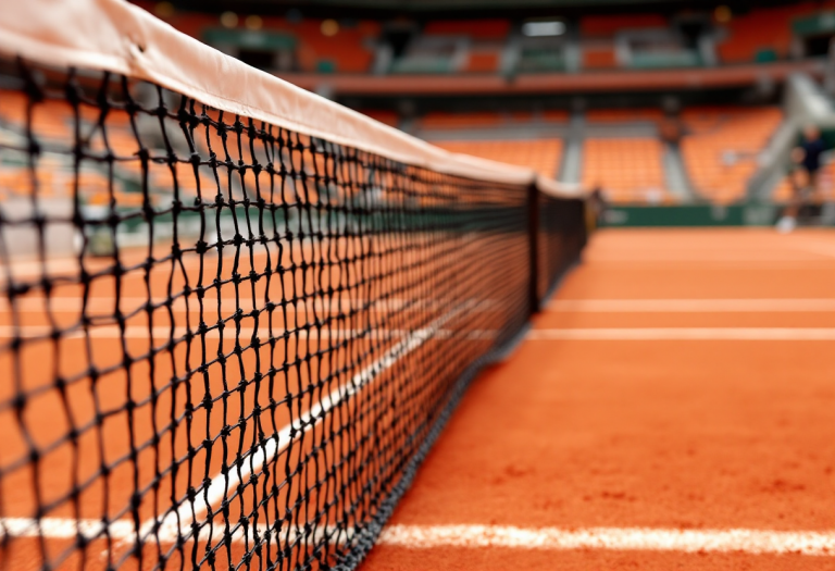 Giocatori di tennis in azione ai campi di Roland Garros