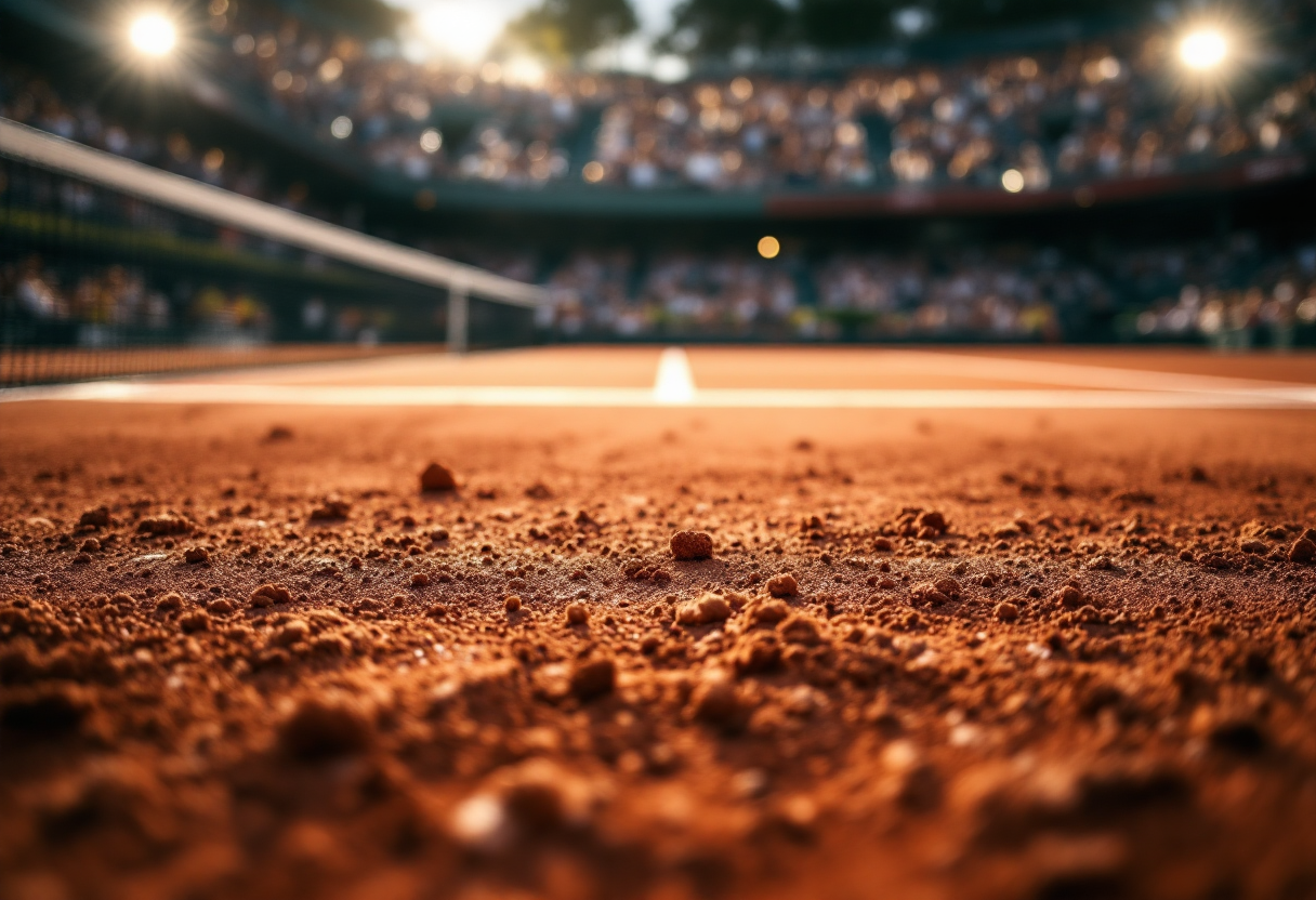 Giocatori di tennis in azione al Roland Garros