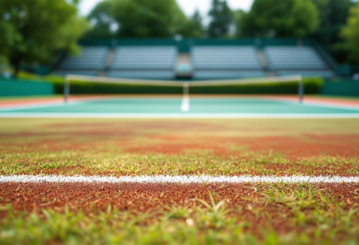 Jannik Sinner in azione durante un torneo di tennis