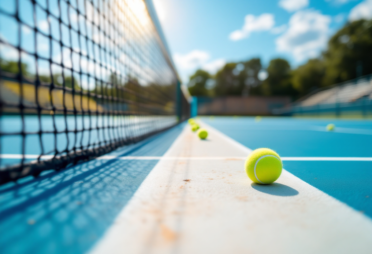 Jannik Sinner in azione durante un torneo di tennis