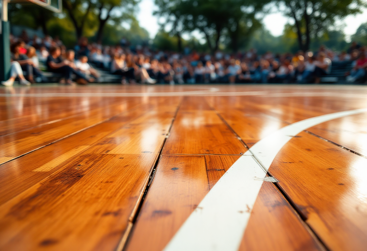 Jaylen Hoard in azione durante una partita di basket