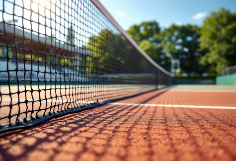 Lorenzo Musetti in azione durante un torneo di tennis