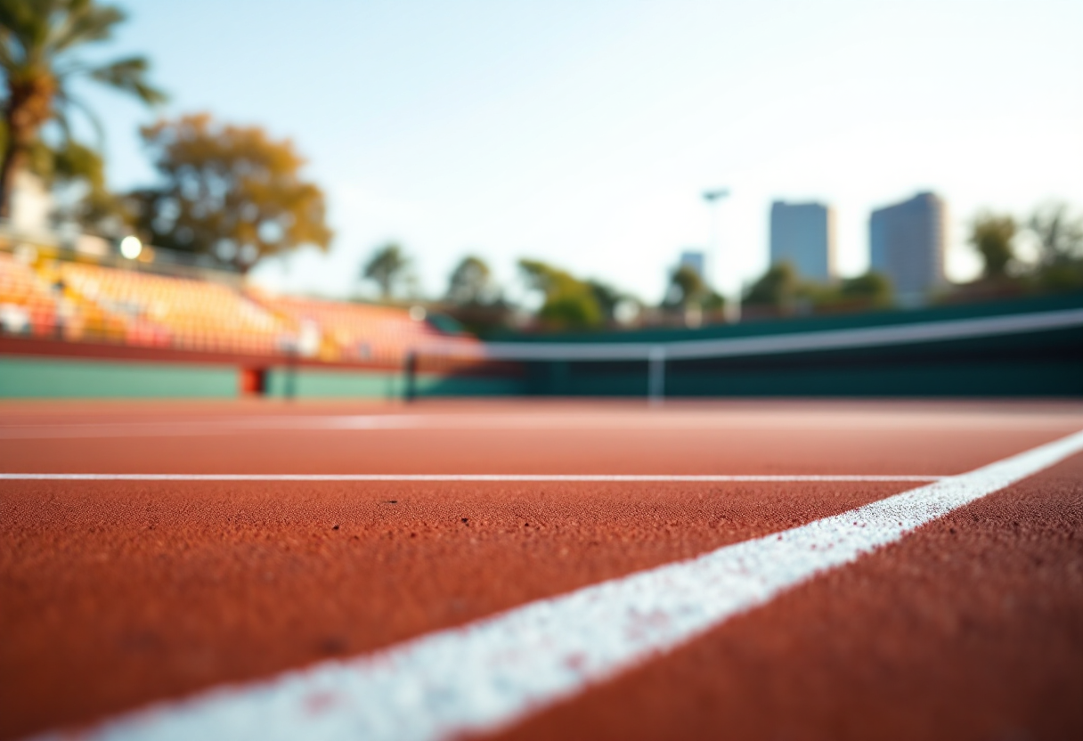 Lorenzo Musetti in azione durante un torneo di tennis