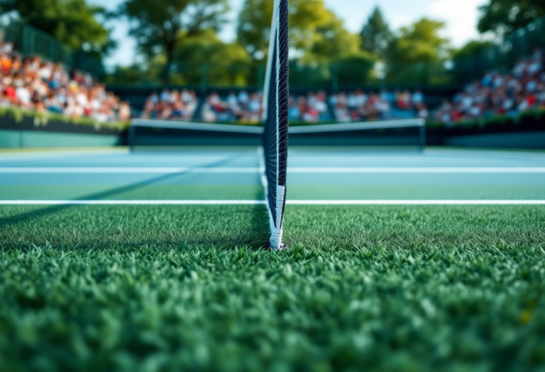 Lucrezia Stefanini durante la sua prima partita al Roland Garros