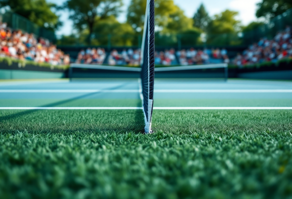 Lucrezia Stefanini durante la sua prima partita al Roland Garros