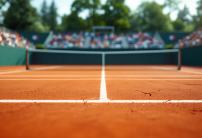 Giocatori di tennis in azione durante un torneo