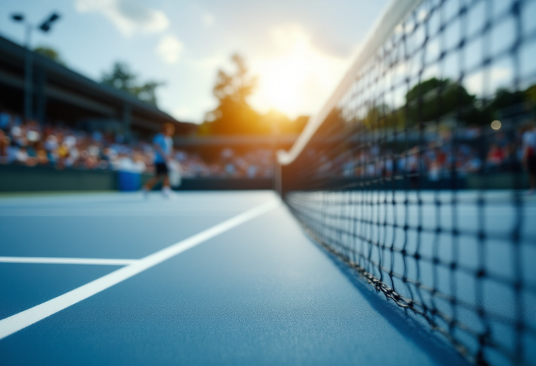 Musetti in azione durante una partita di tennis