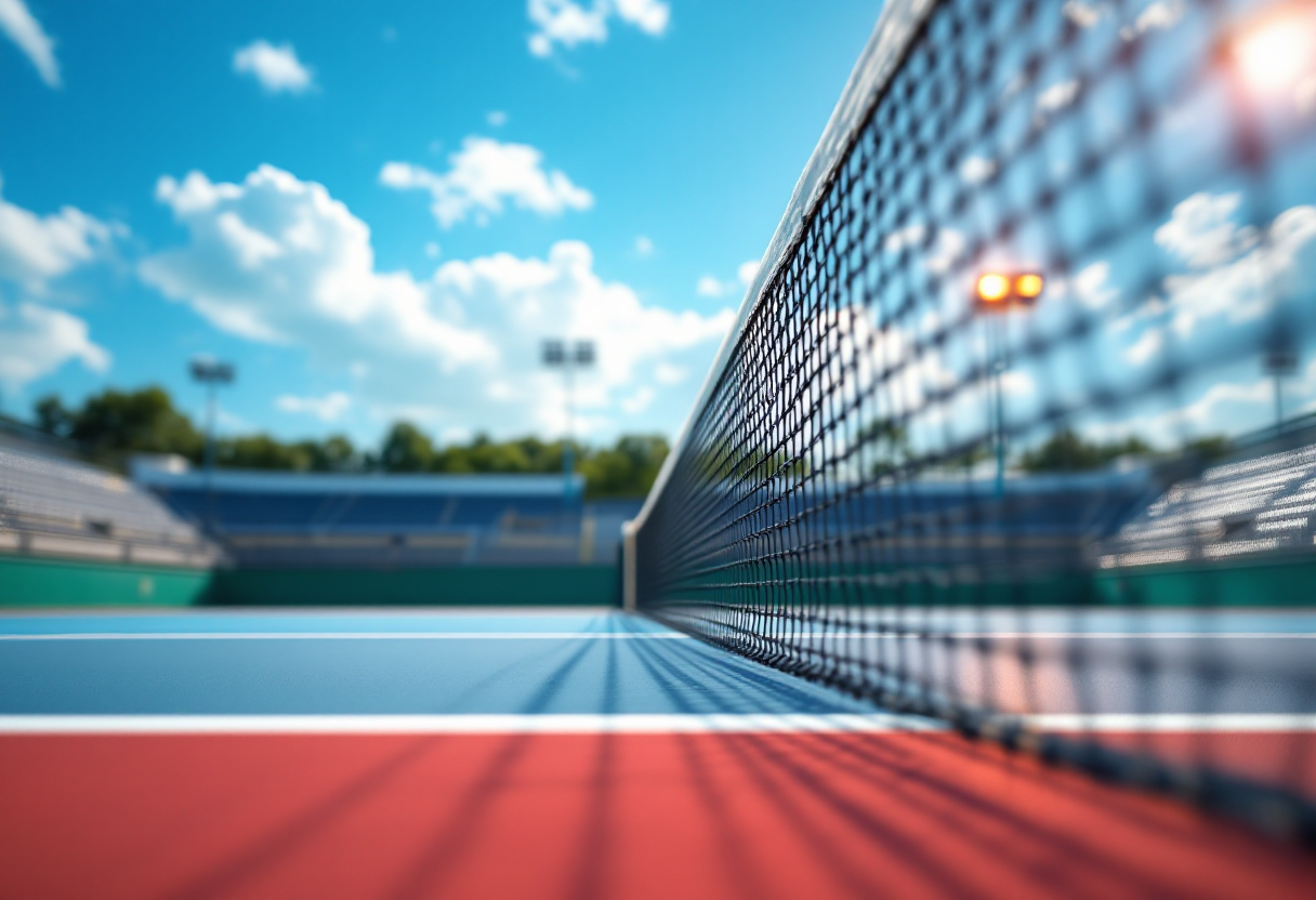 Pellegrino in azione durante un torneo di tennis