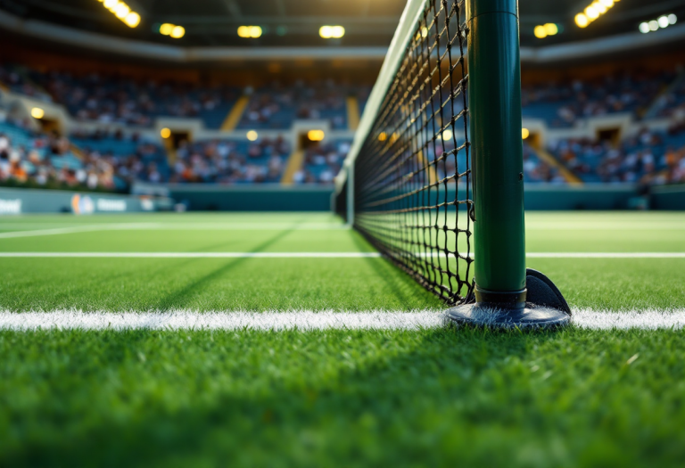 Jannik Sinner in azione durante un torneo di tennis