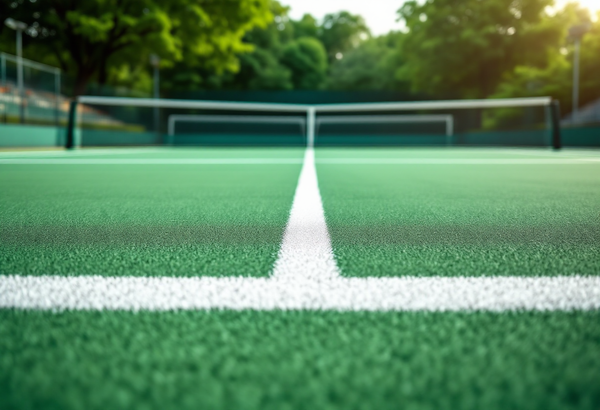 Giocatori di tennis in azione durante un torneo