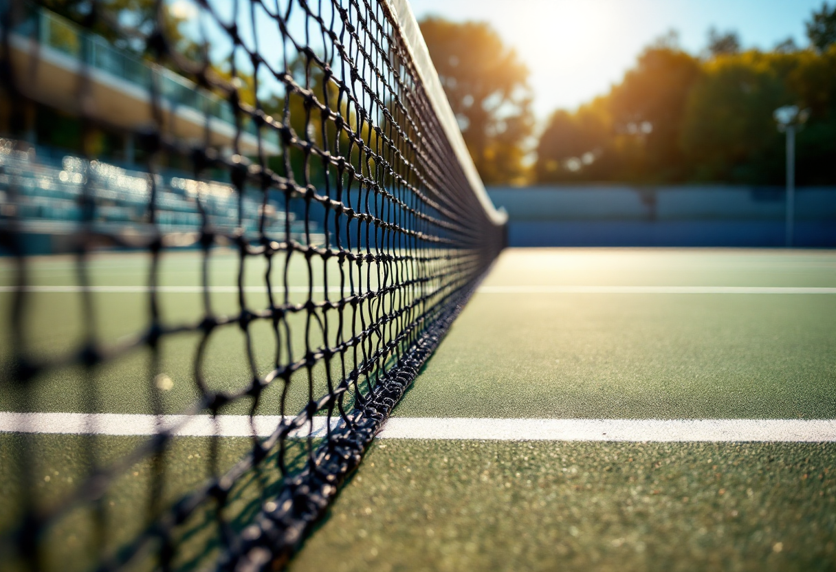 Giocatori di tennis in azione durante un torneo internazionale