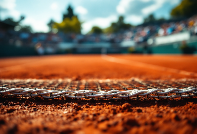 Giocatori di tennis in azione durante un torneo internazionale
