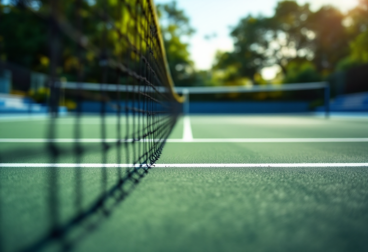 Giocatori di tennis in azione durante un incontro