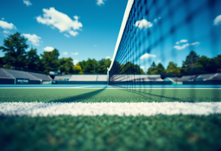 Giocatori di tennis in azione durante un incontro