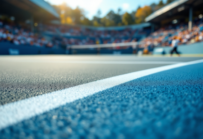 Musetti in azione durante un torneo di tennis