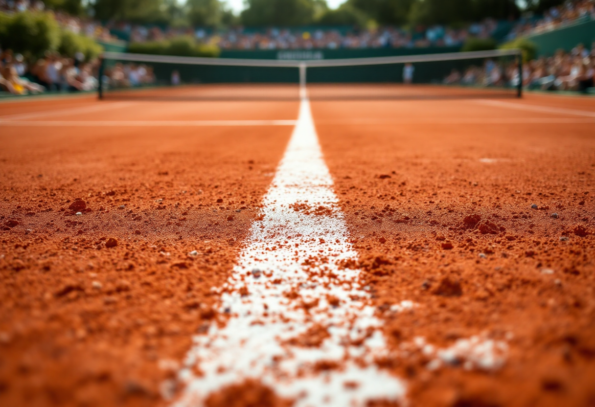 Giocatori di tennis italiano in azione durante una partita