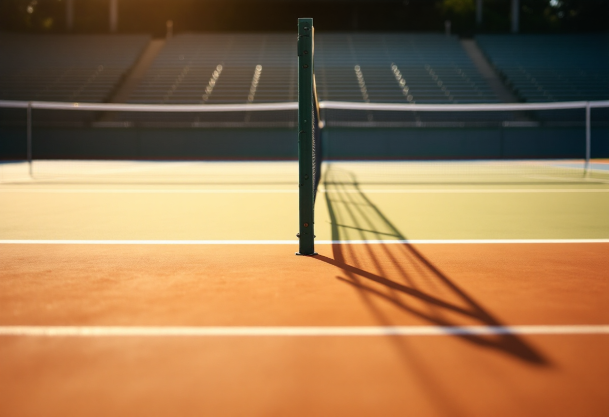 Giocatori di tennis in azione durante un torneo
