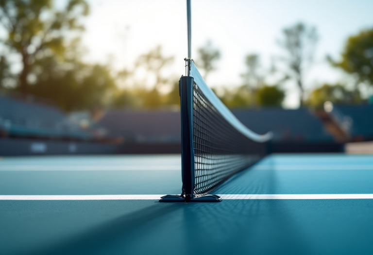 Incontro di tennis singolare maschile in corso