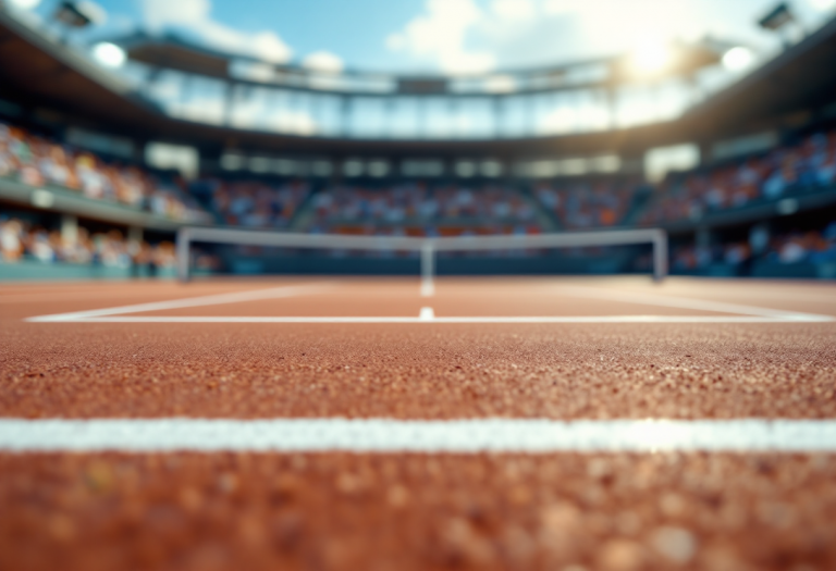 Giocatori di tennis in azione durante il torneo centrale in Francia