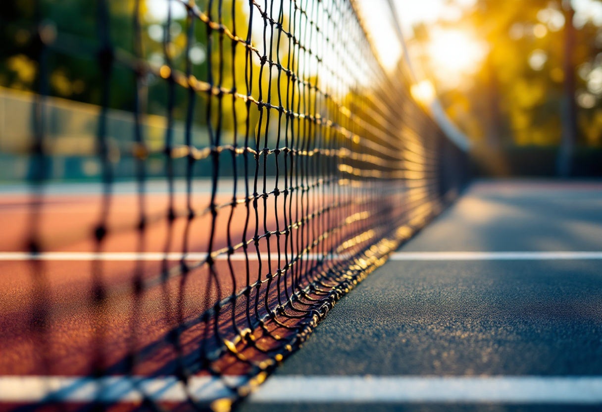 Giocatori di tennis in azione durante un torneo internazionale