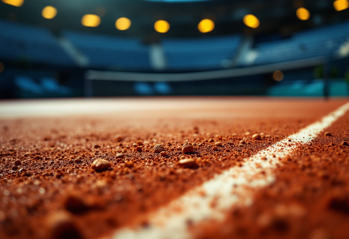 Terence Atmane in azione durante un match di tennis