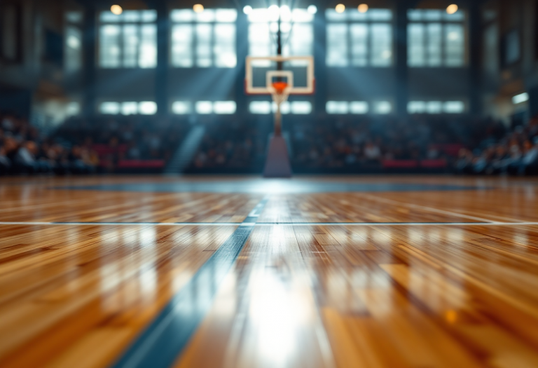 Giocatori di Trento e Milano in azione durante la semifinale di basket