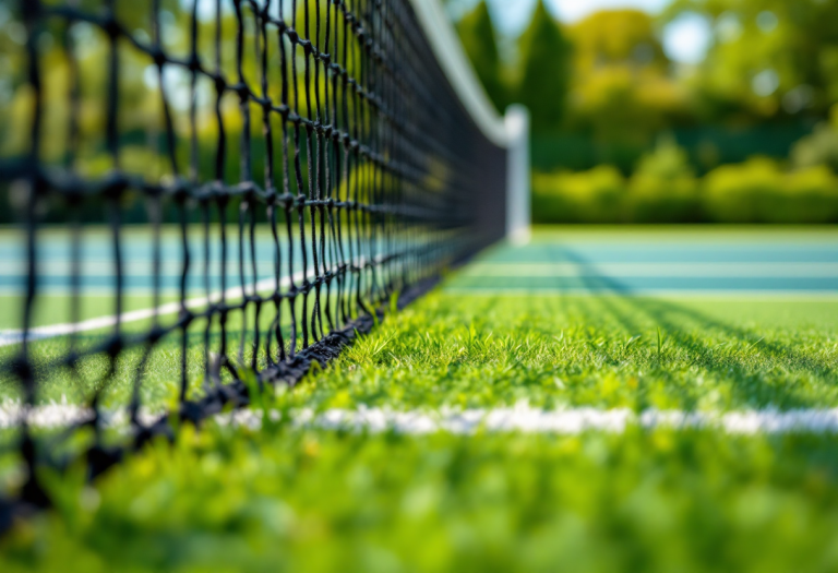 Jannik Sinner in azione durante un torneo di tennis