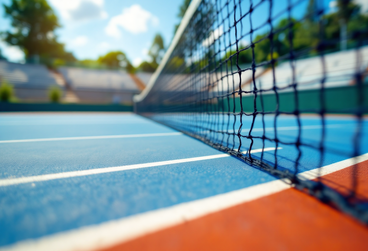 Jannik Sinner in azione durante un torneo di tennis