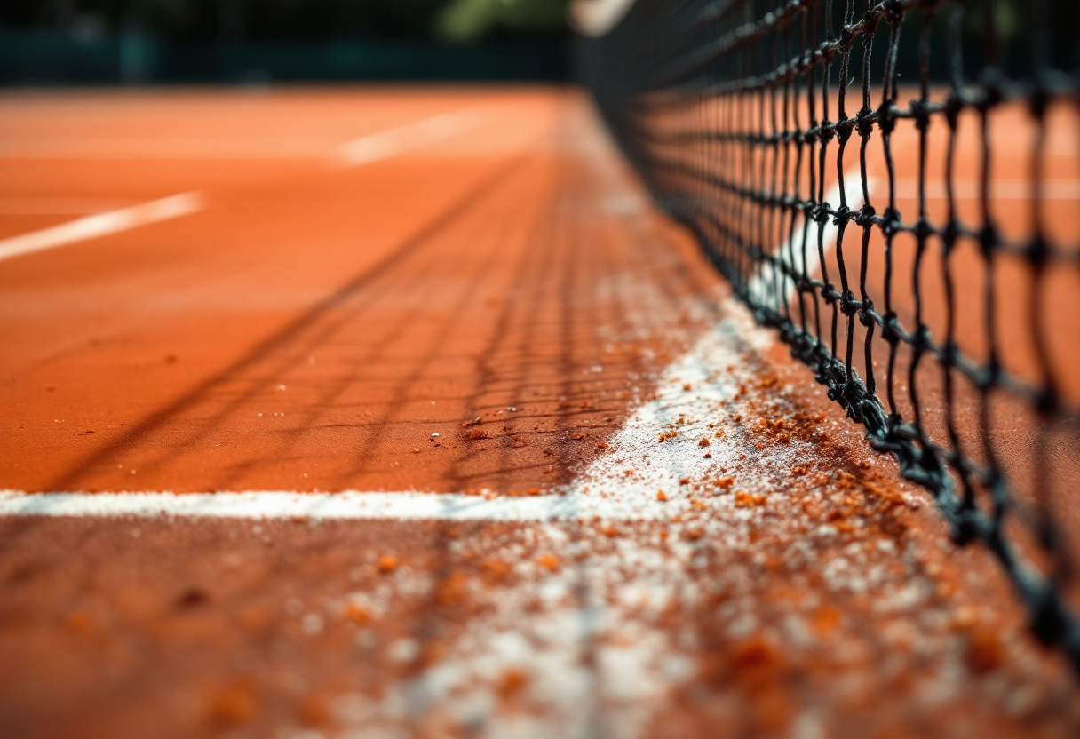 Matteo Berrettini in azione sul campo da tennis