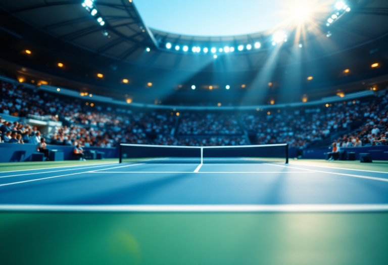 Musetti in azione durante la semifinale di tennis