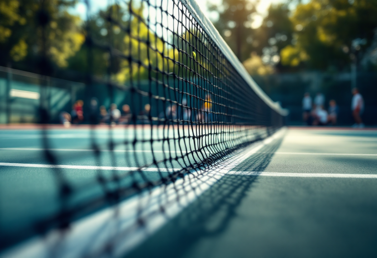 Giocatori di tennis in azione durante un torneo emozionante