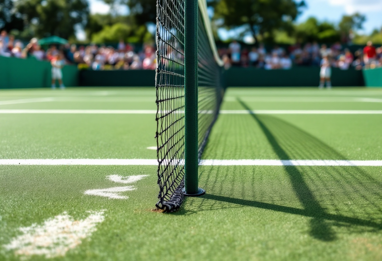 Giocatori di tennis in azione durante un torneo internazionale