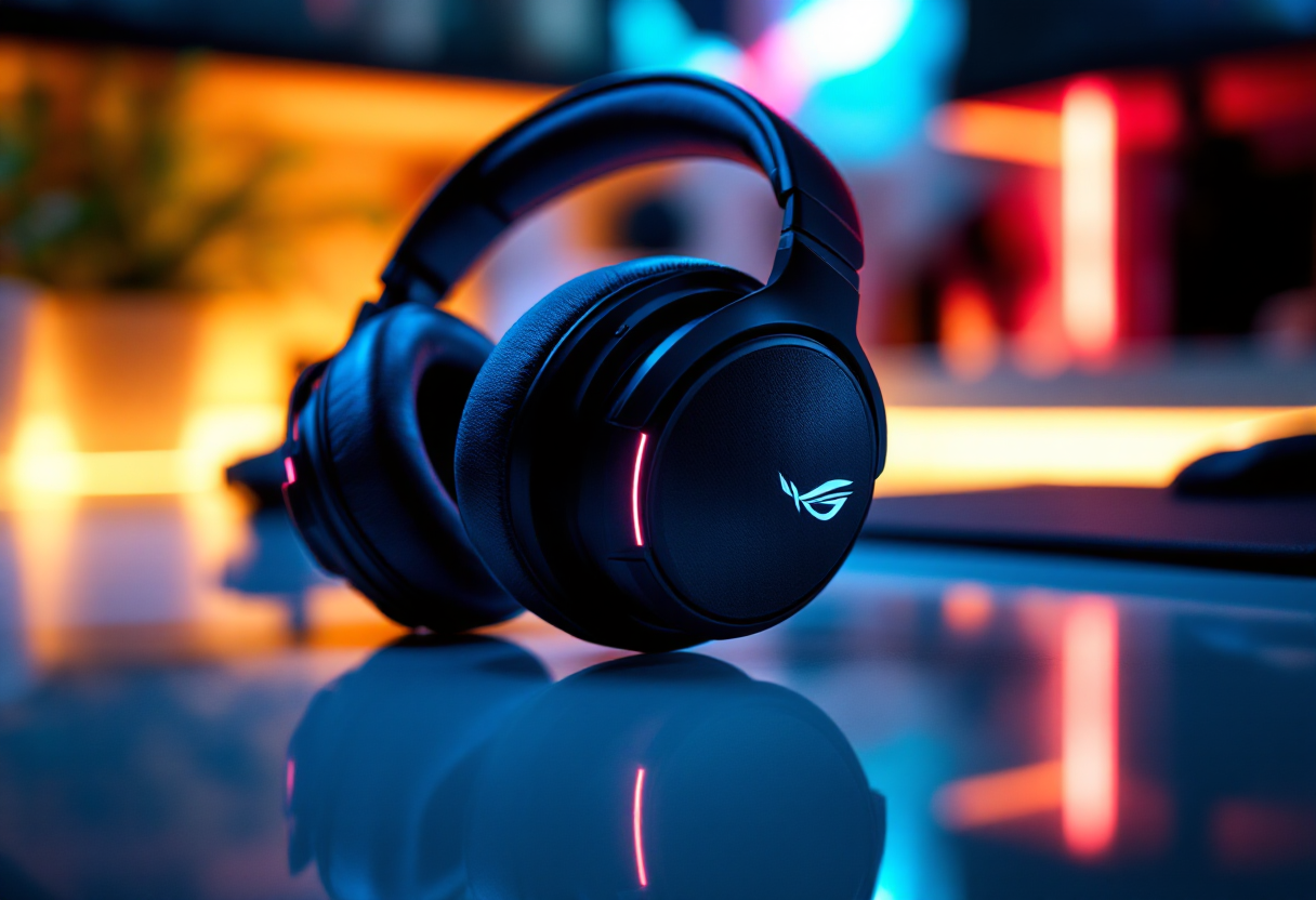 Cuffie da gaming ASUS ROG Delta S Wireless in uso