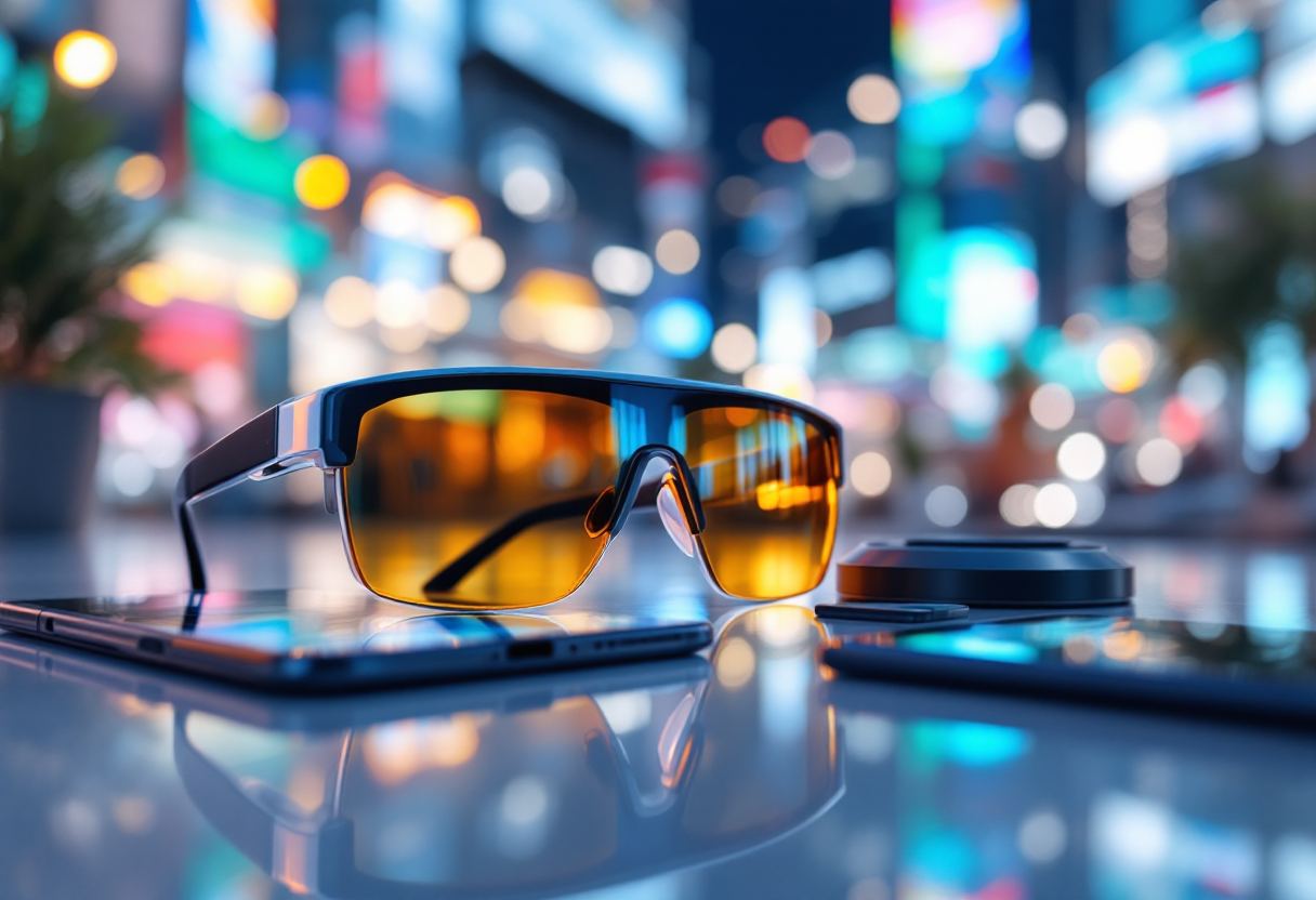 Occhiali AR futuristici con tecnologia avanzata