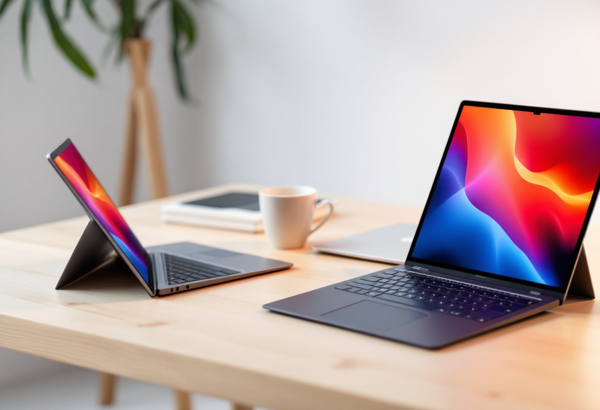 Ultrabook elegante e potente su sfondo moderno