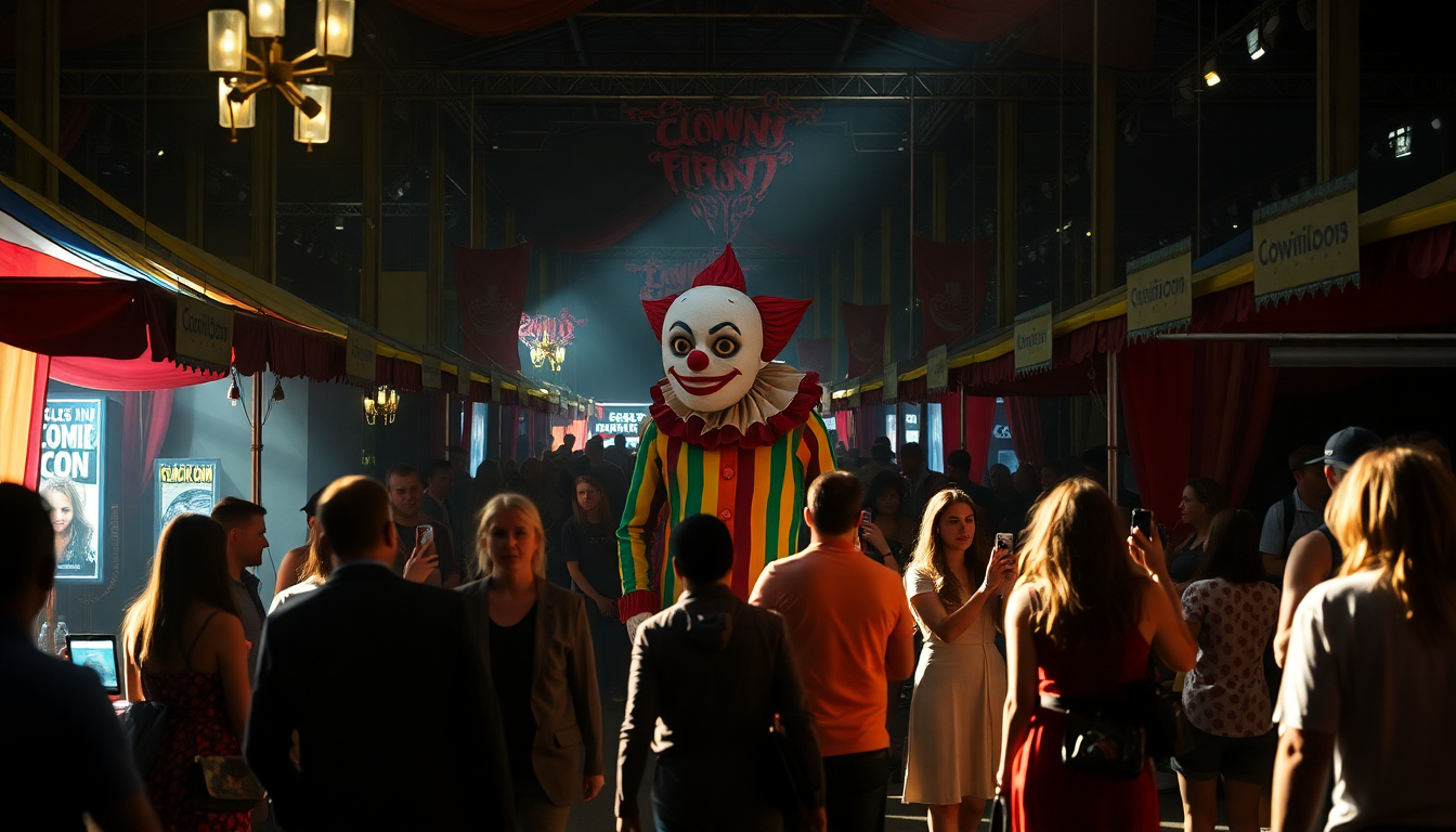 scopri levento spaventoso di clown in a cornfield al comic con 1753110447